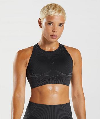 Gymshark Apex Seamless Sport Bh Dam Svarta Svarta Grå | SE 2919VRW